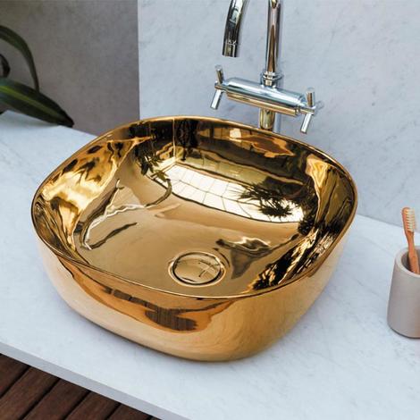 Vasque à poser carrée en céramique PALERMO gold