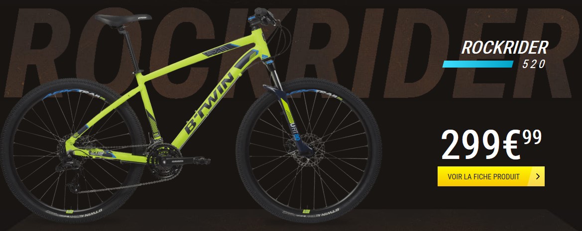 VTT ROCKRIDER 520 JAUNE 27,5" 