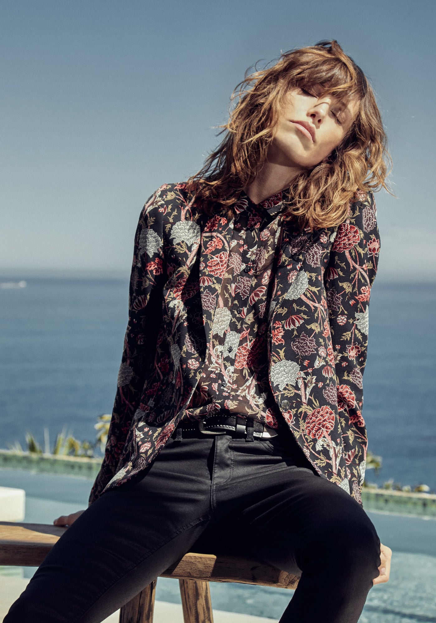 Veste imprime pivoines Noir IKKS Veste Femme IKKS Iziva