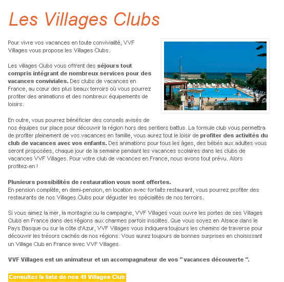 VVF Vacances promo vacances - VVF Vacances club de vacances jusqu'à - 30 % de reduction sur votre sejour club en location 1er enfant gratuit