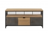 Meuble TV industriel HARVEY 1 tiroir 2 portes en bois de sapin et métal