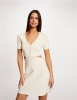 Robe pull ajustée à clous et ouvertures RMALO Morgan écru moyen
