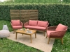 Salon de jardin MALA 5 places en bois d'acacia corde coussins terracotta
