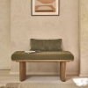Banc AMBRE en teck massif et tissu velours cotelé vert 100 cm de Berah Getah