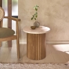 Table d'appoint ronde COLINE en teck massif et marbre Blanc de Berah Getah