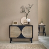 Buffet ZULMA 100 cm en manguier massif noir et cannage