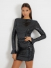 Mini robe réversible GUESS avec sequins noir à porter pour vos Soirées