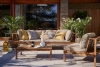 Salon de jardin d'angle BELIZE 6 places en bois massif avec coussins déhoussables taupe - Salon de jardin Miliboo